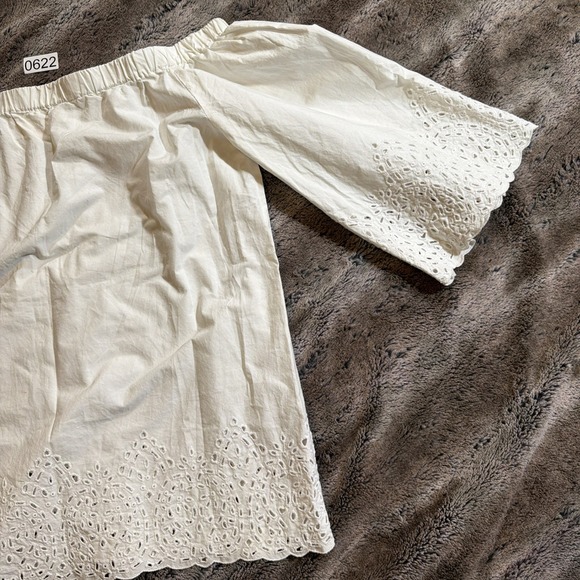 4 Love & Liberty Johnny Was Off the Shoulder Eyelet Top Blouse White Size Small - Picture 3 of 7
